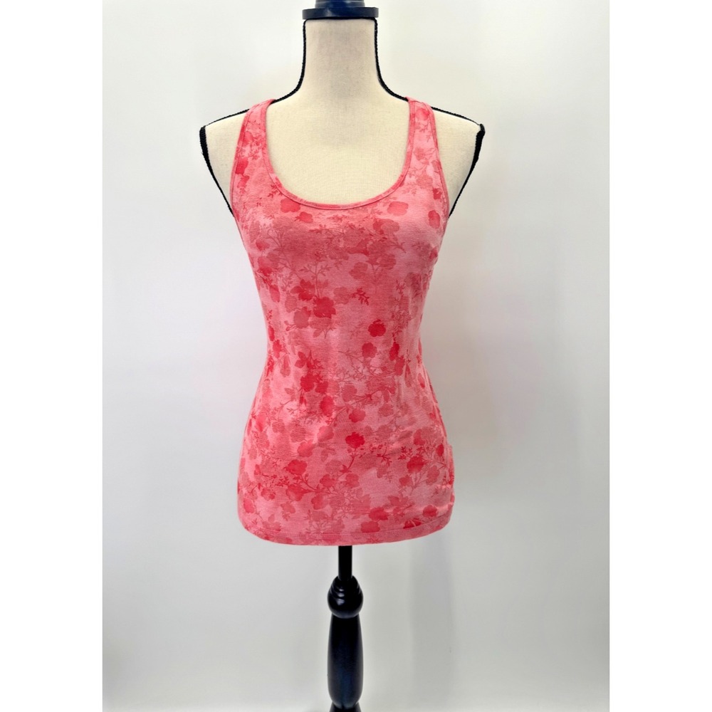 Nobo Pink Tropical Racer Back Tank Top Medium Stretch Cottagecore Beach Coastal